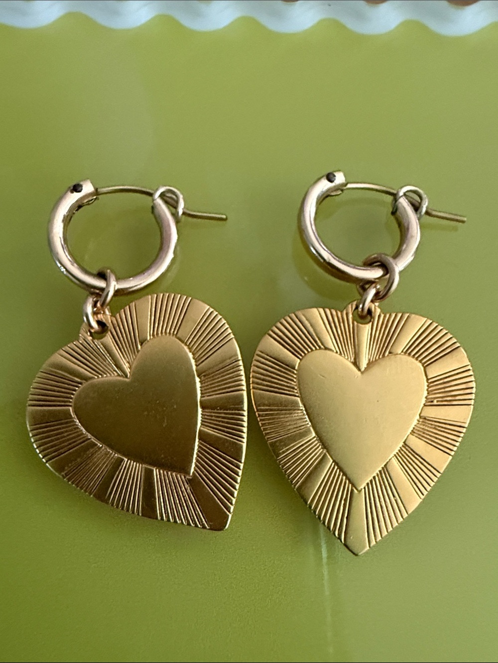 Brinker + Eliza Gold Heart Radiant Drop Hoop Earrings